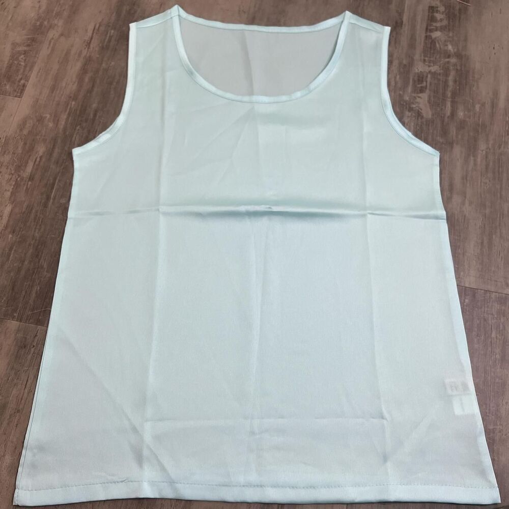 Satin Tank Top Blouse Blue Size Small